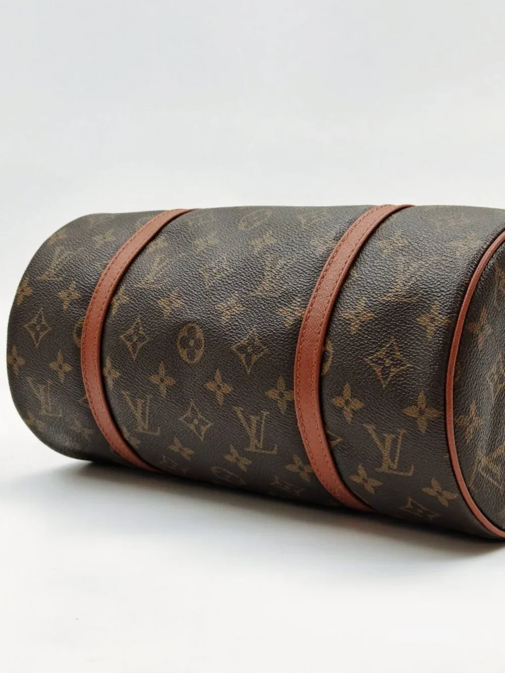 Louis Vuitton Monogram Papillon 30 Barrel Shoulder Bag Brown Canvas Vintage